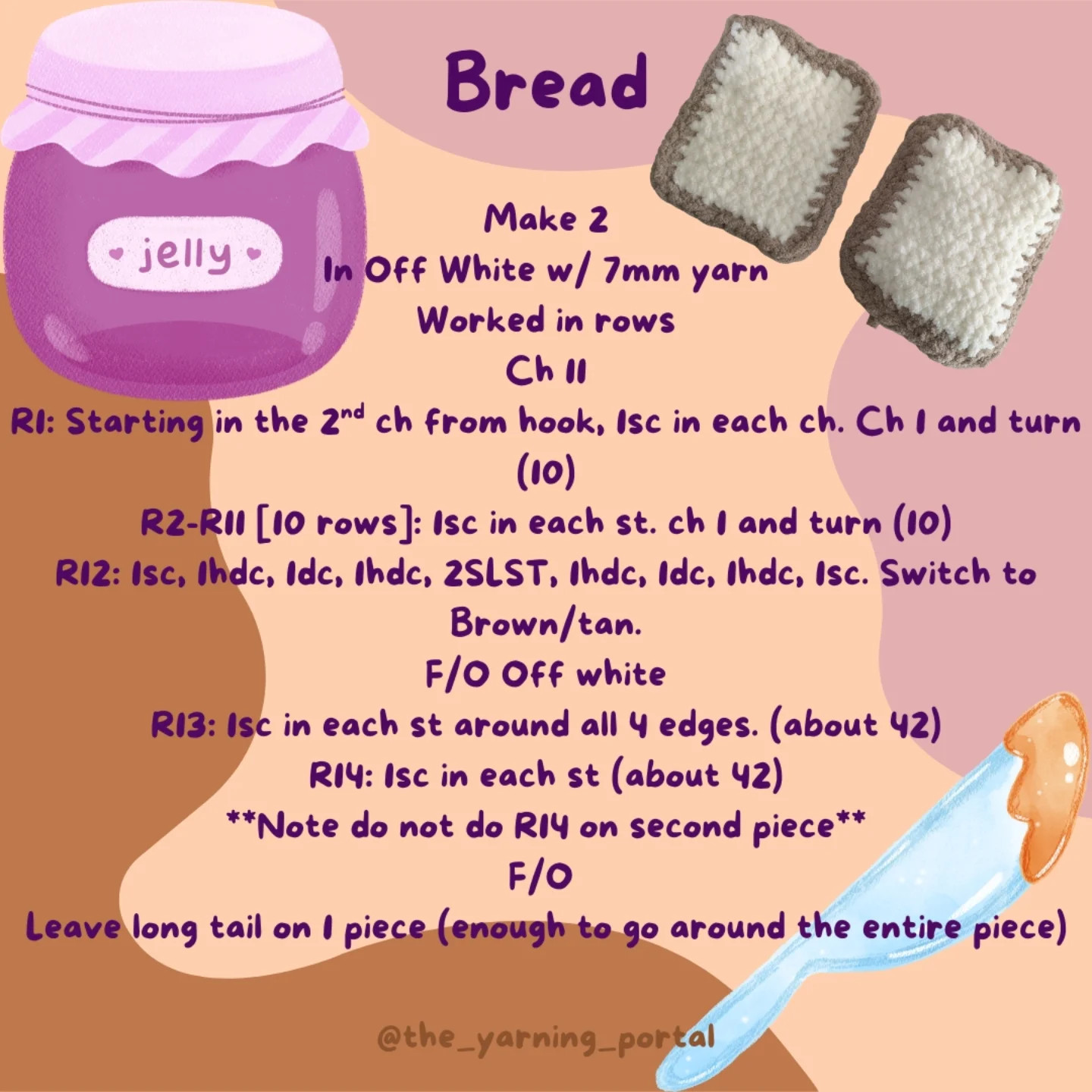 Free Crochet Pattern: Peanut Butter and Jelly Plushies