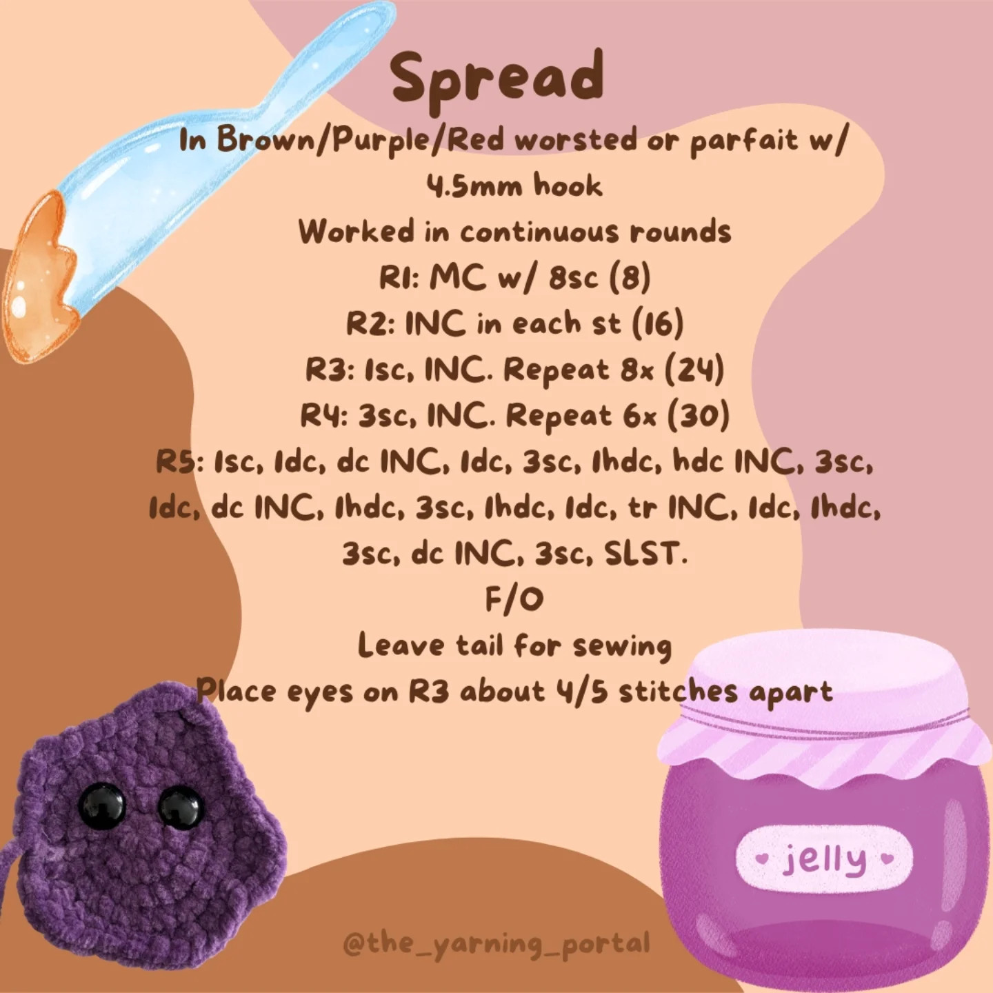 Free Crochet Pattern: Peanut Butter and Jelly Plushies