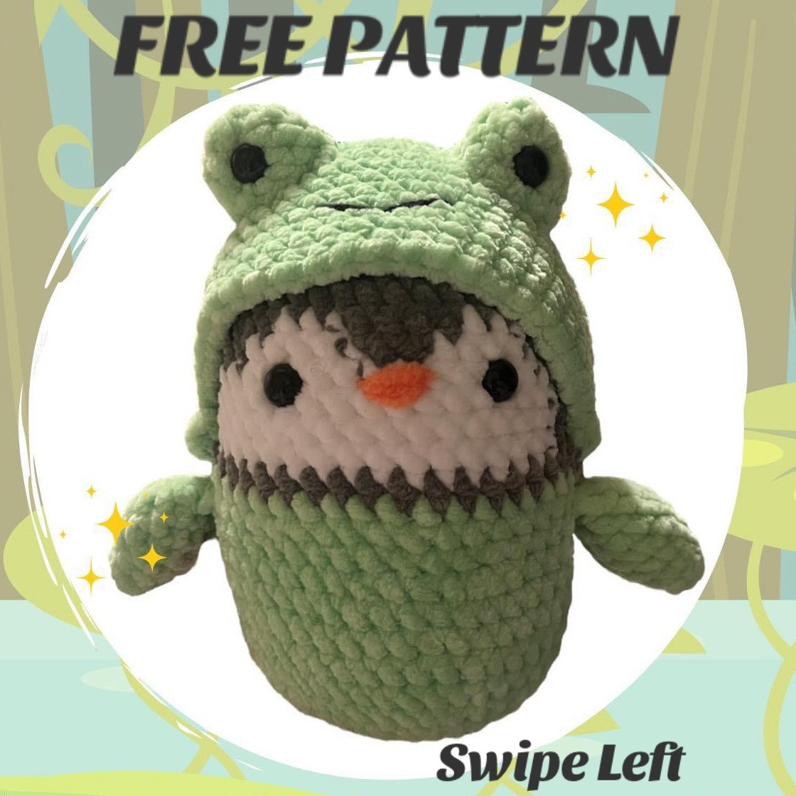 Free Crochet Pattern: Penguin in Frog Hoodie Amigurumi