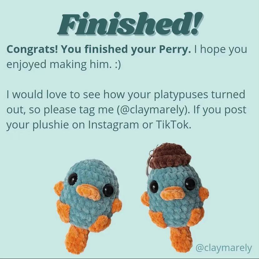 Free Crochet Pattern Perry the Platypus Amigurumi Keychain