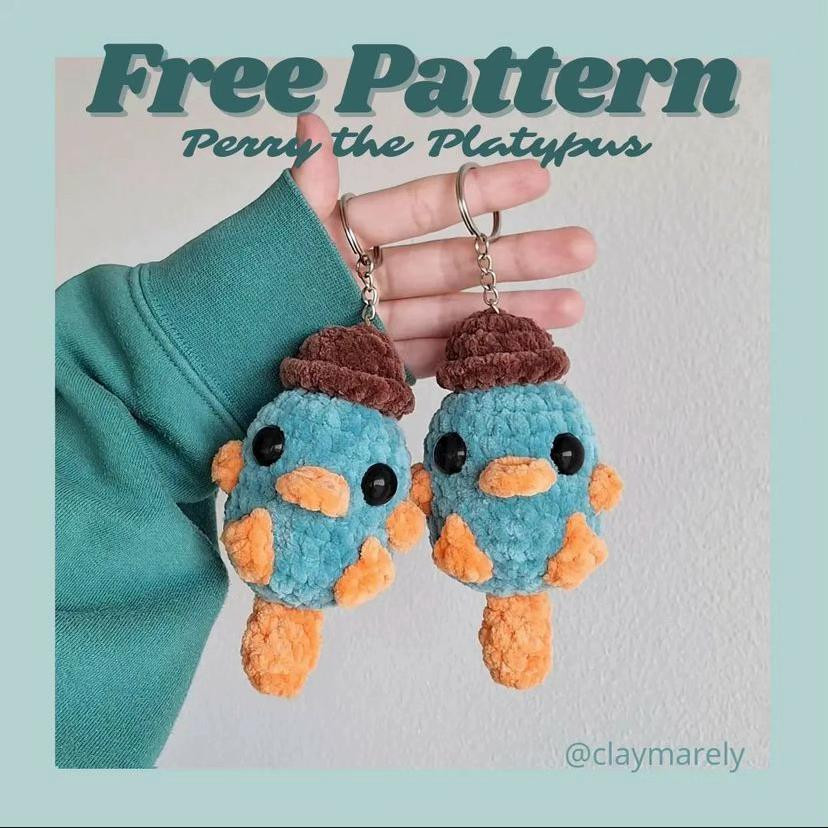 Free Crochet Pattern Perry the Platypus Amigurumi Keychain