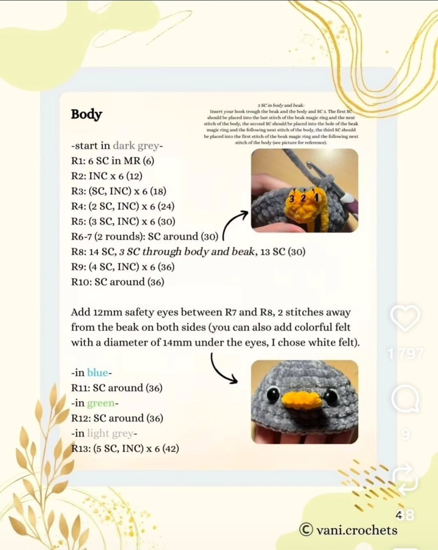 Free Crochet Pattern: Peter the Pigeon Amigurumi Doll