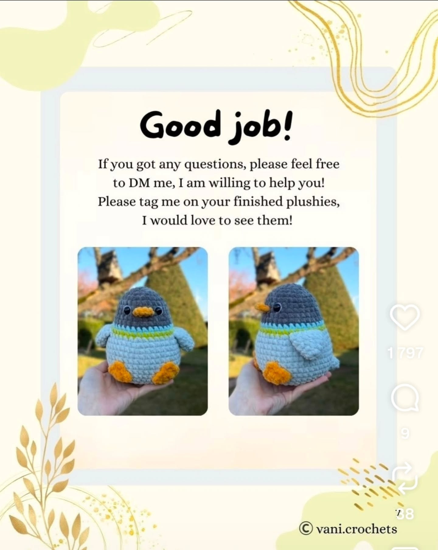 Free Crochet Pattern: Peter the Pigeon Amigurumi Doll