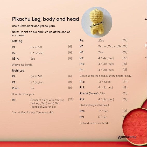 Free Crochet Pattern: Pikachu Lion Dance Amigurumi Doll