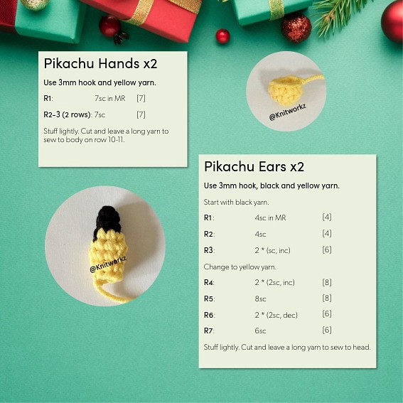 Free Crochet Pattern: Pikachu x Reindeer Amigurumi Doll with Chart Instructions