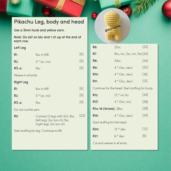 Free Crochet Pattern: Santa x Pikachu Amigurumi Doll