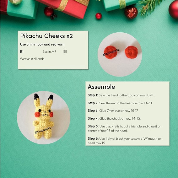 Free Crochet Pattern: Santa x Pikachu Amigurumi Doll
