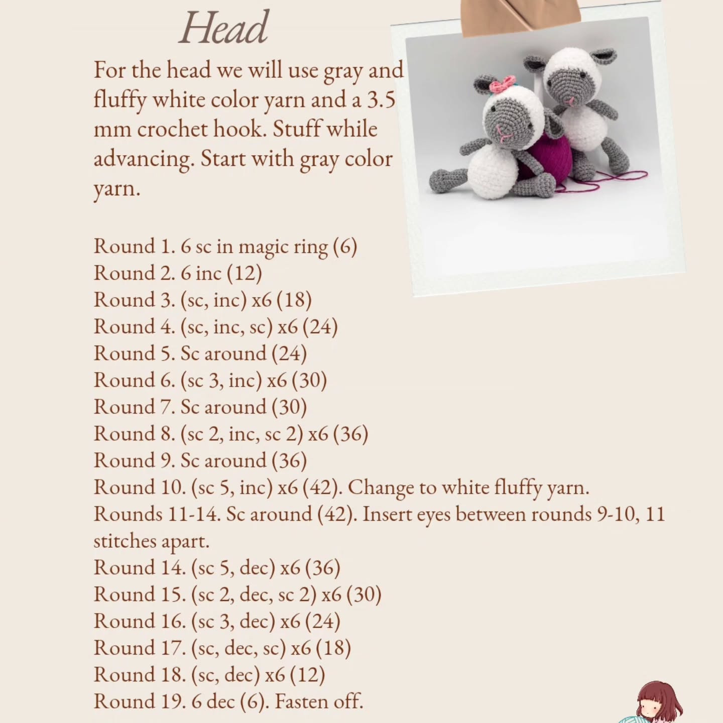 Free Crochet Pattern: Shirley The Sheep - Gray and White Amigurumi Doll with Fluffy Yarn