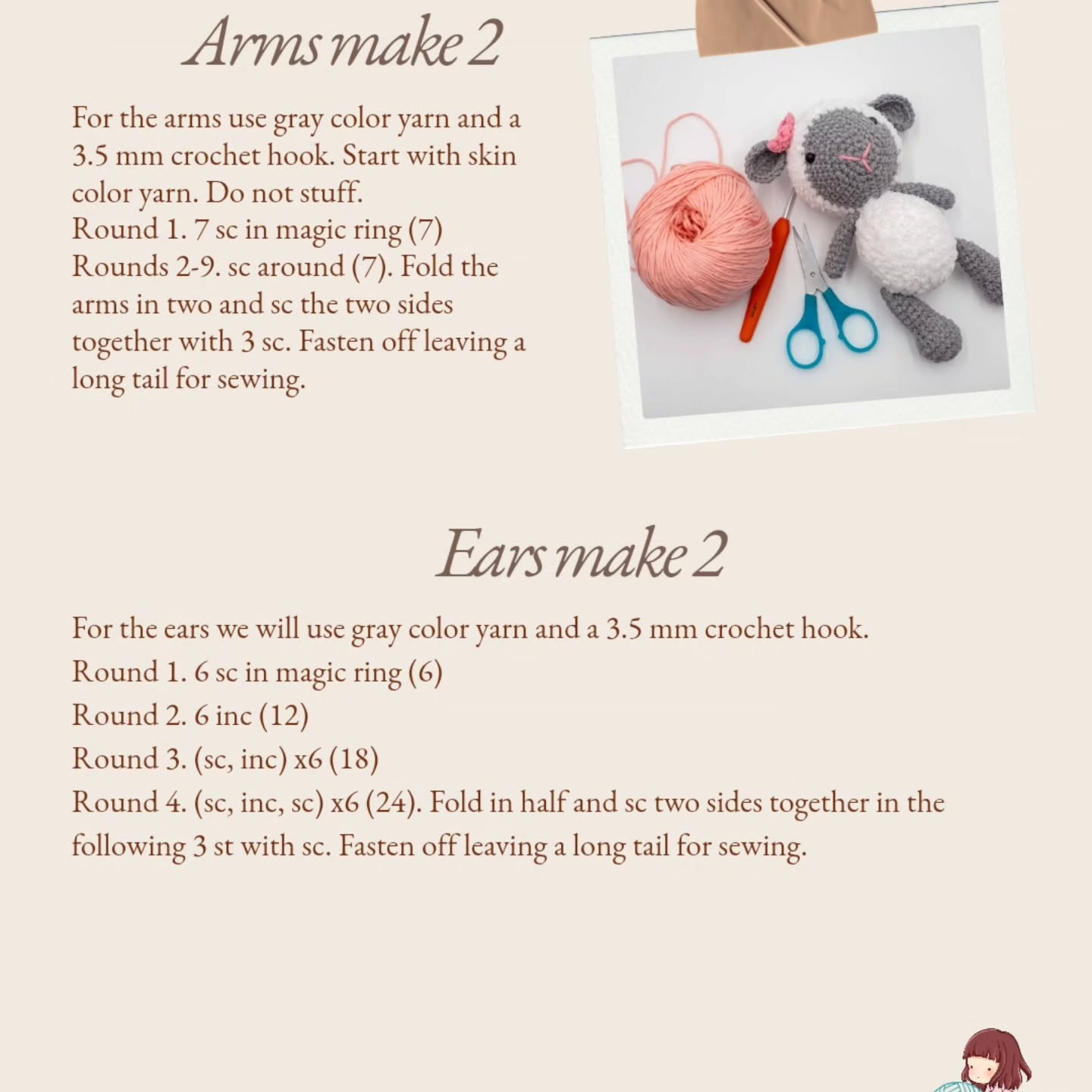 Free Crochet Pattern: Shirley The Sheep - Gray and White Amigurumi Doll with Fluffy Yarn