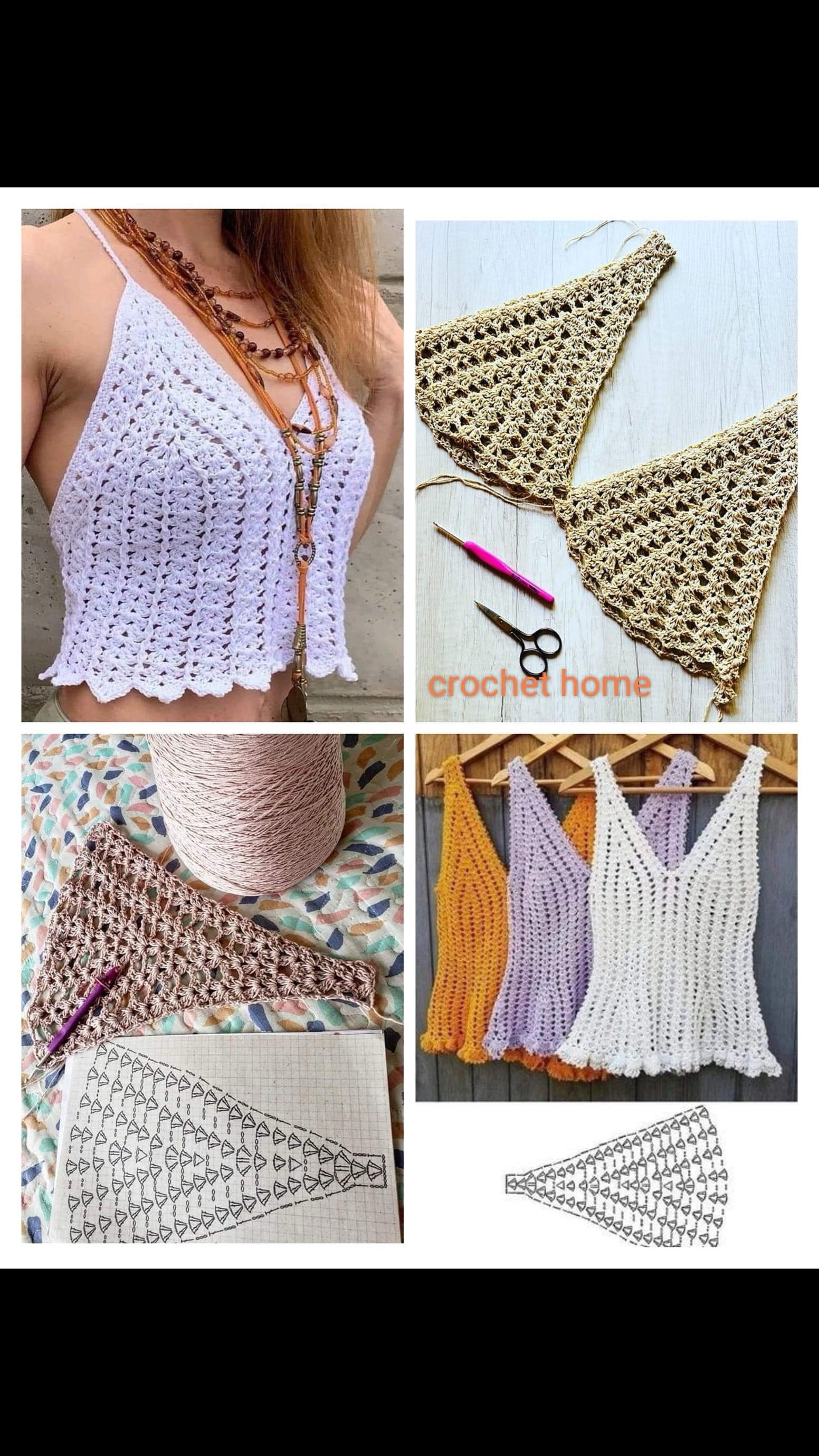 Free Crochet Pattern: Simple Triangle Tank Top with Flat Chart Tutorial