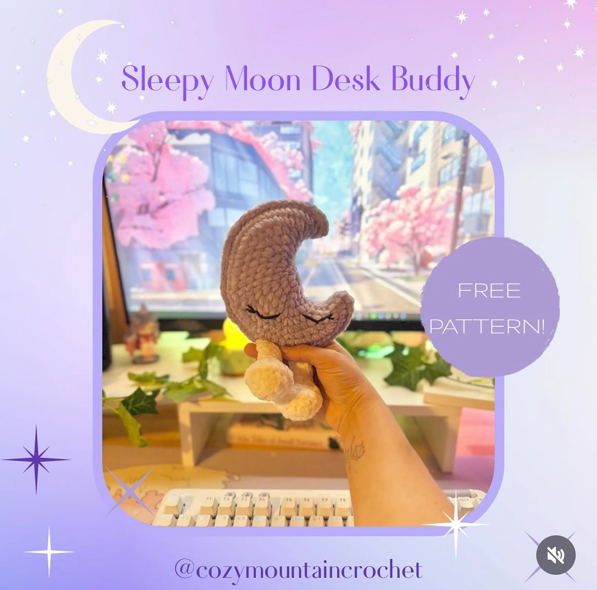 Free Crochet Pattern: Sleepy Moon Desk Buddy Amigurumi
