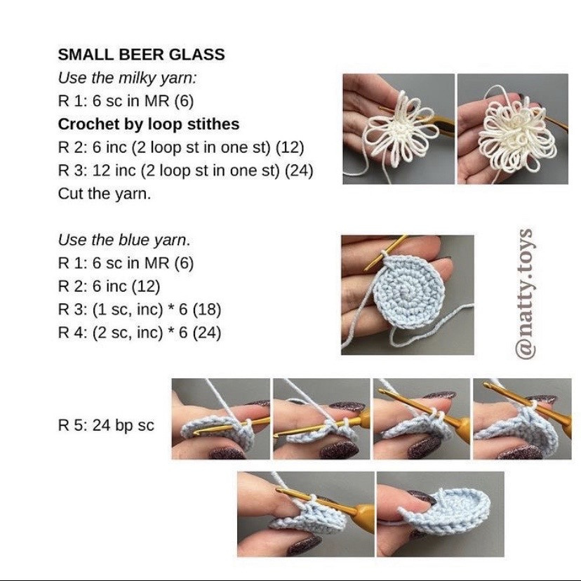 Free Crochet Pattern: Small Beer Glass Keychains
