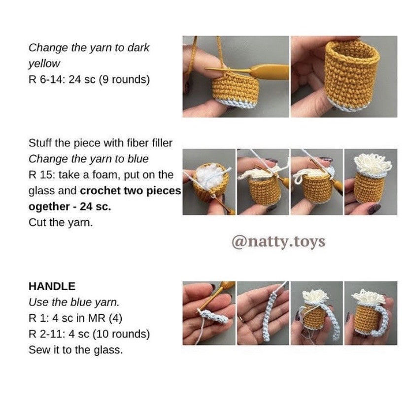 Free Crochet Pattern: Small Beer Glass Keychains