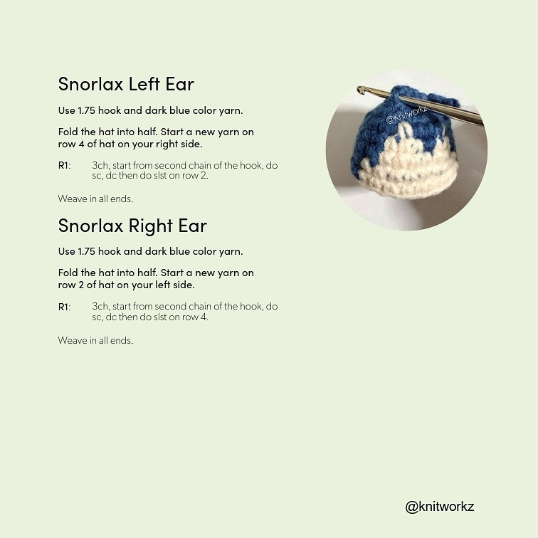 Free Crochet Pattern: Snorlax Hat for Smiski Doll by Knitworkz