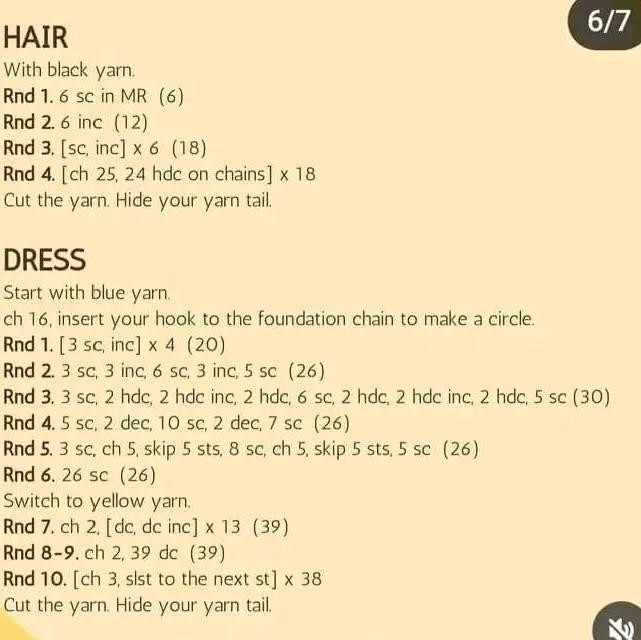 Free Crochet Pattern: Snow White Amigurumi Doll with Detailed Instructions