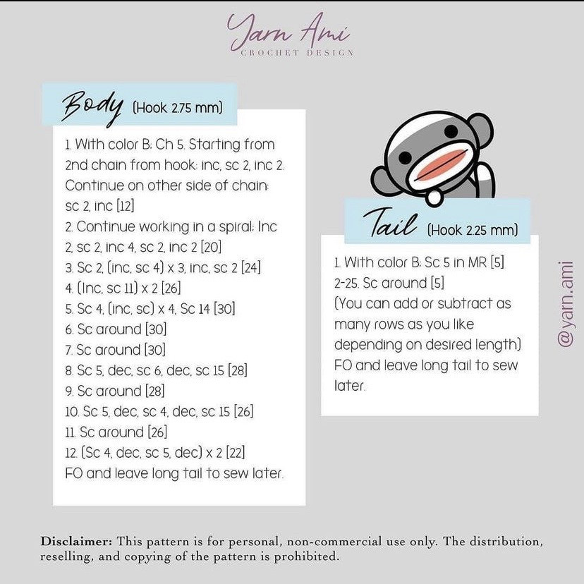 Free Crochet Pattern: Sock Monkey Amigurumi Doll