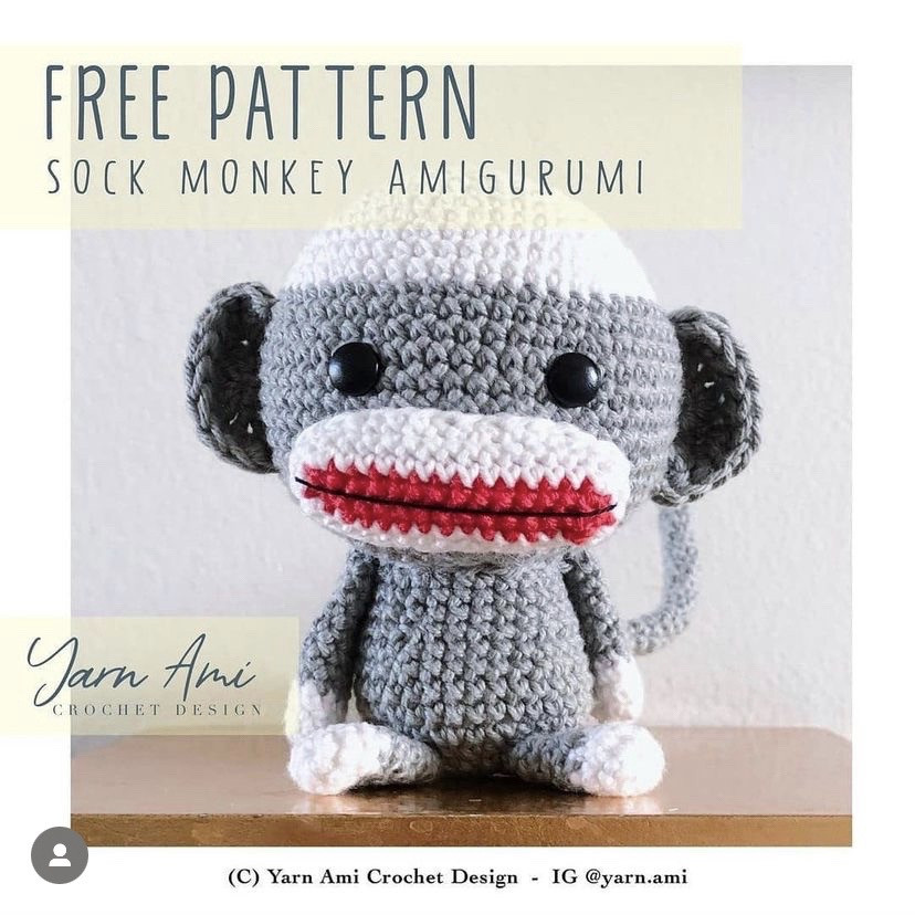 Free Crochet Pattern: Sock Monkey Amigurumi Doll