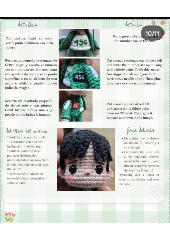 Free Crochet Pattern: Squid Game Player 456 Gi-Hun Doll