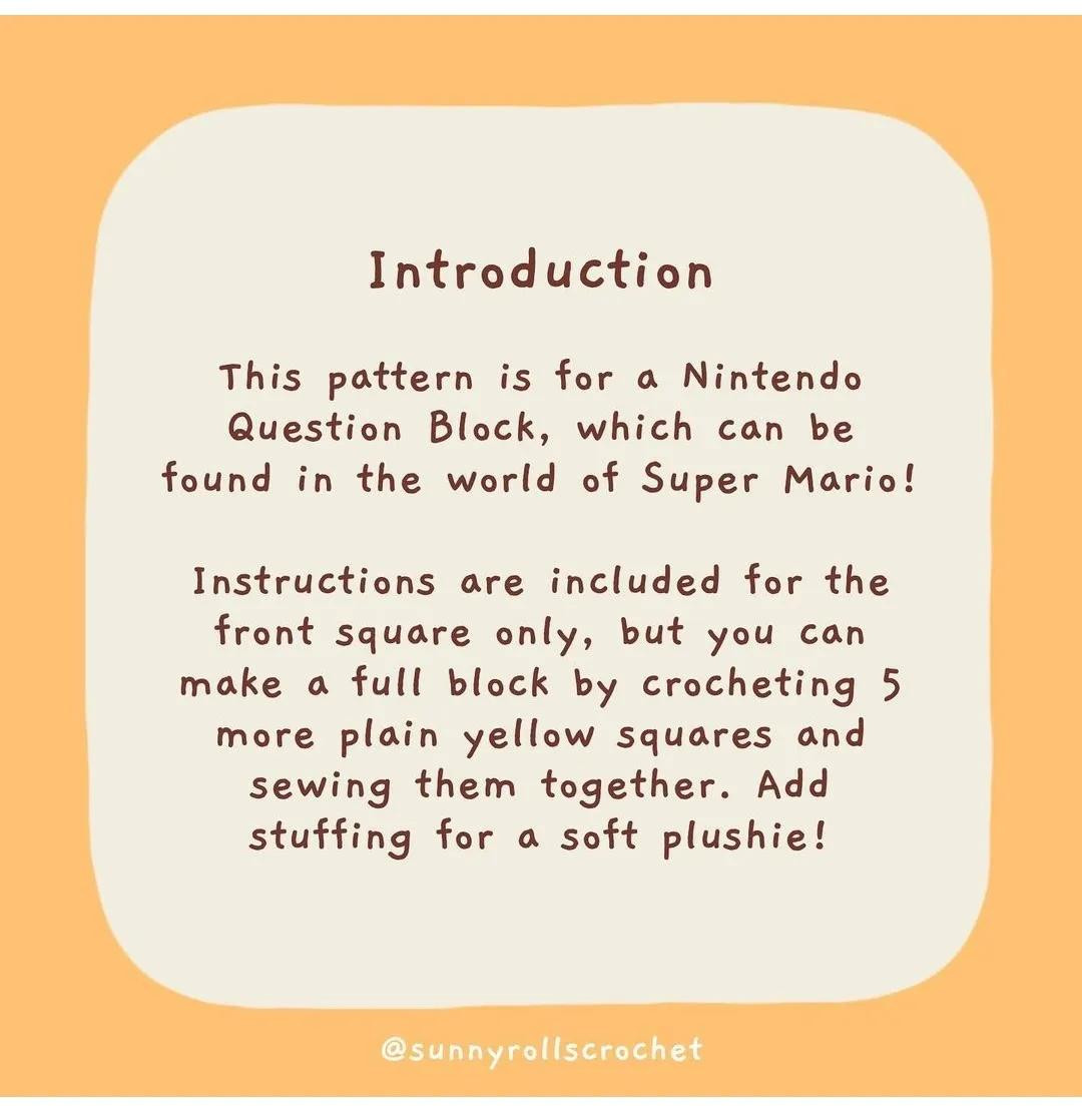 Free Crochet Pattern: Super Mario Question Block