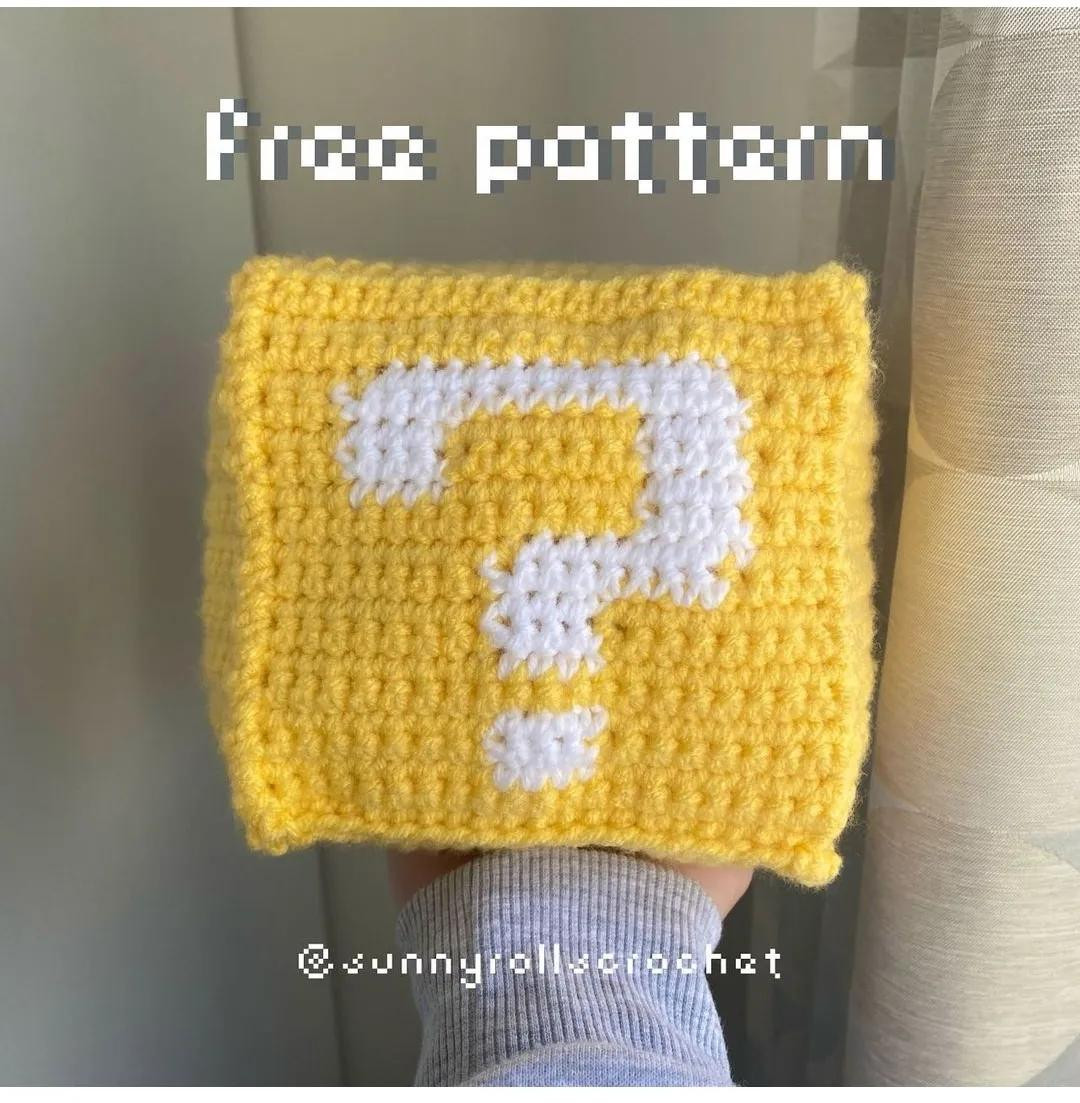 Free Crochet Pattern: Super Mario Question Block