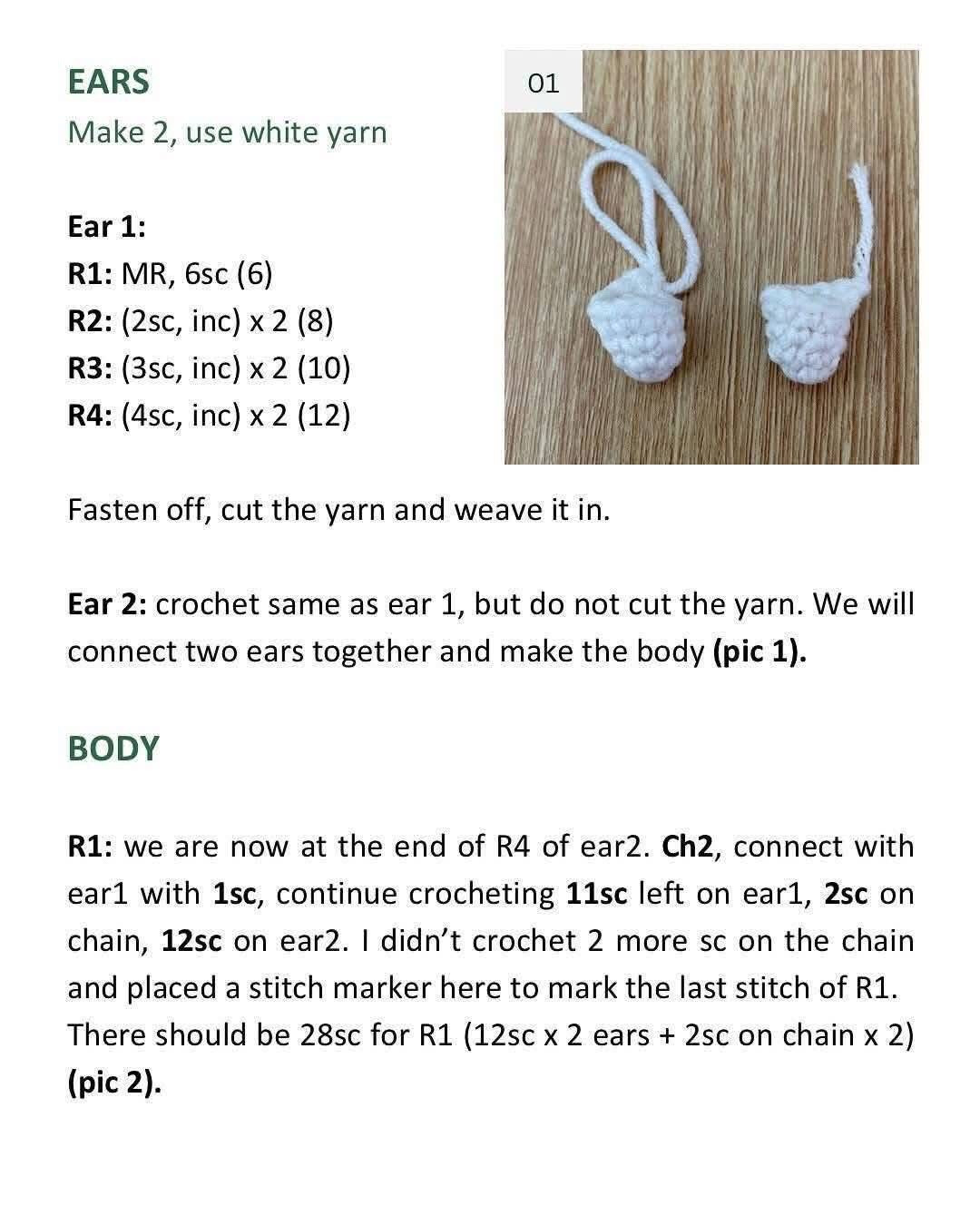 Free Crochet Pattern: Tiny White Totoro Amigurumi with Leaf