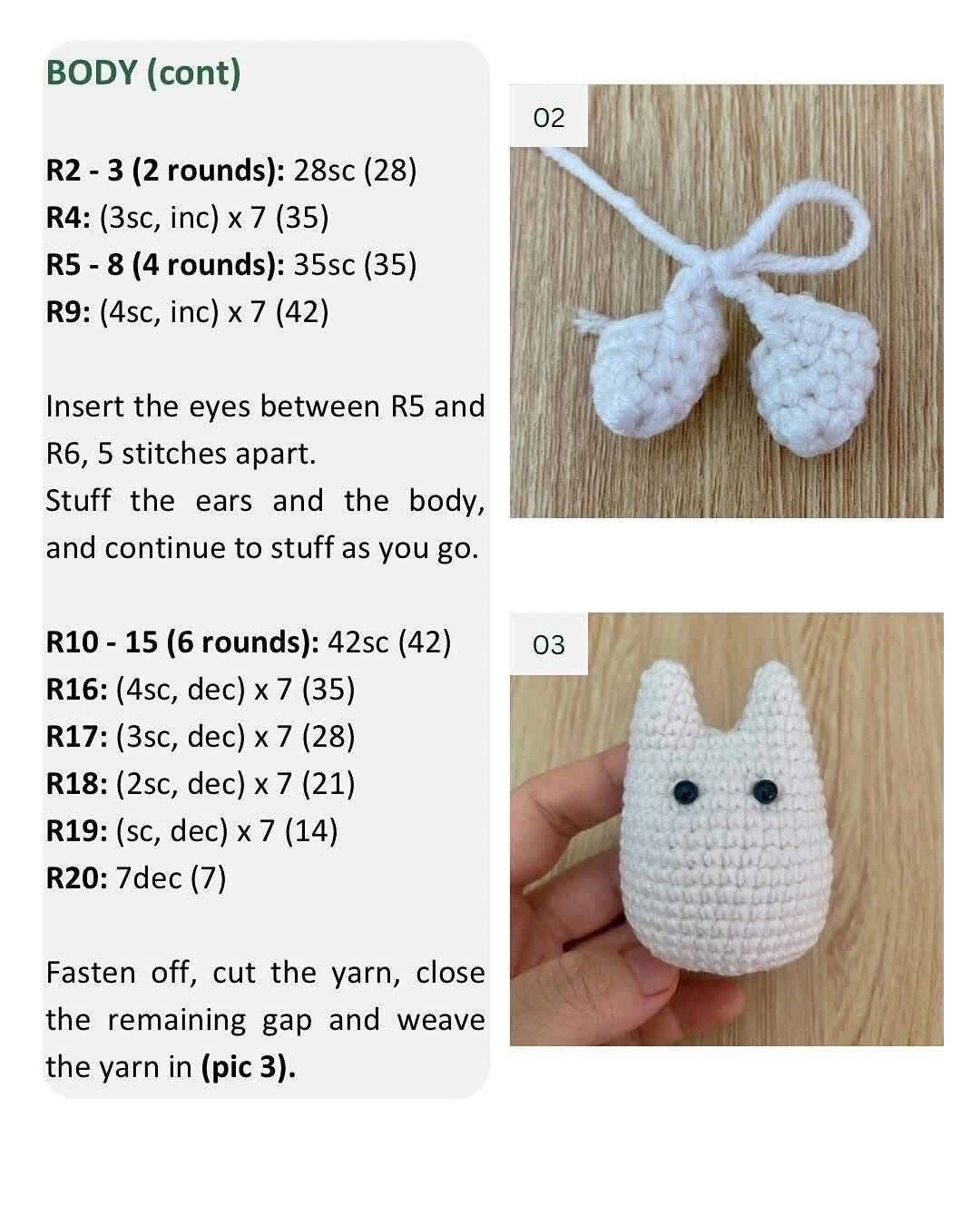 Free Crochet Pattern: Tiny White Totoro Amigurumi with Leaf