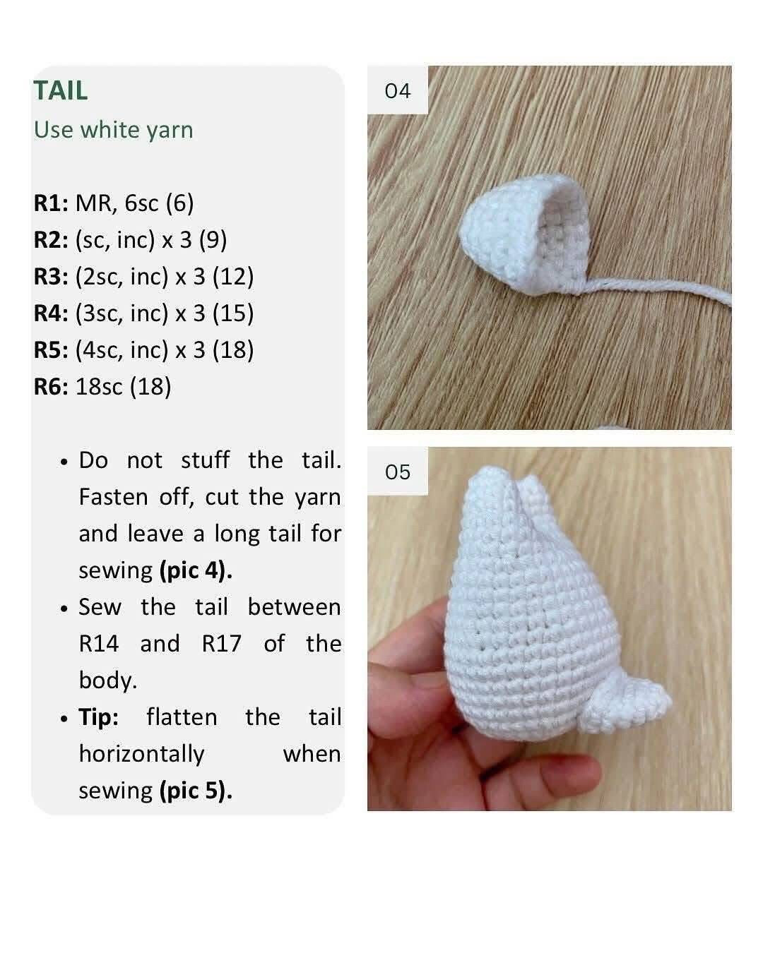 Free Crochet Pattern: Tiny White Totoro Amigurumi with Leaf