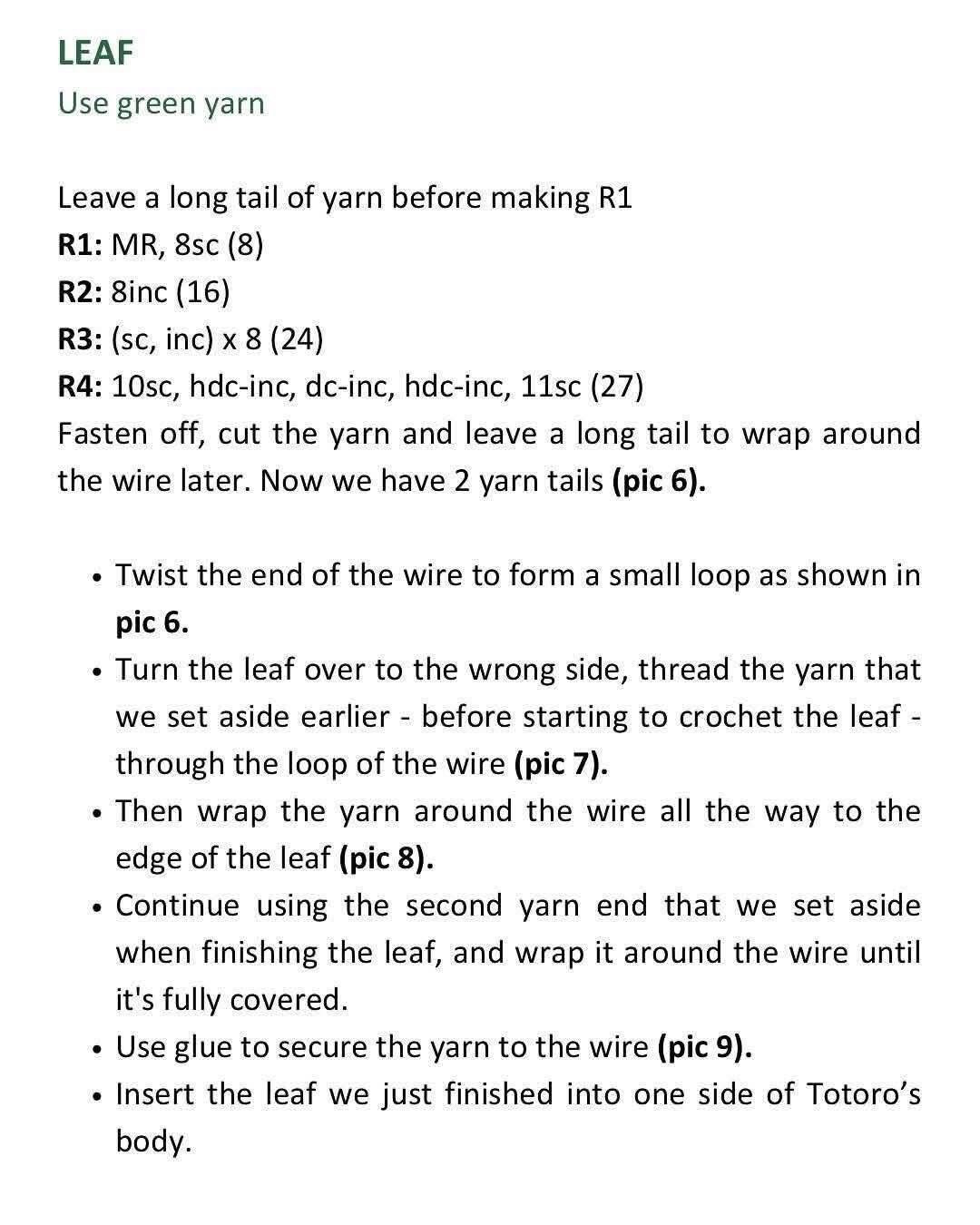 Free Crochet Pattern: Tiny White Totoro Amigurumi with Leaf