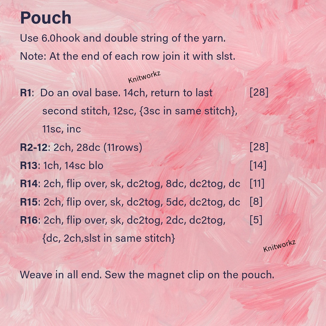 Free Crochet Pattern & Tutorial for Blue Melange Bear HP Pouch with Tassel Charm by Knitworkz