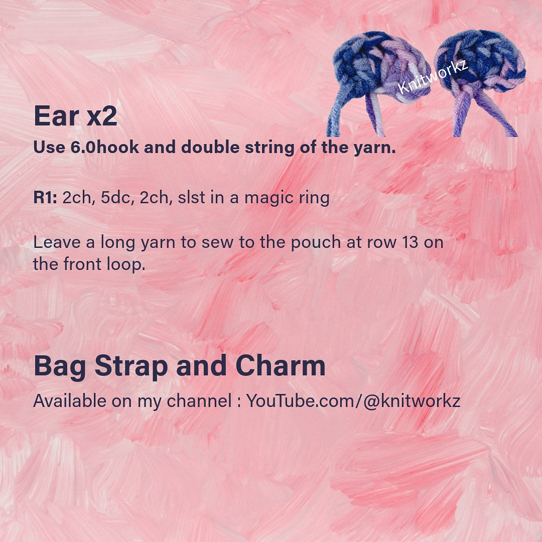 Free Crochet Pattern & Tutorial for Blue Melange Bear HP Pouch with Tassel Charm by Knitworkz