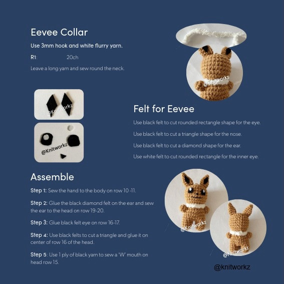 Free Crochet Pattern Umbreon Poncho with Pikachu by Knitworkz