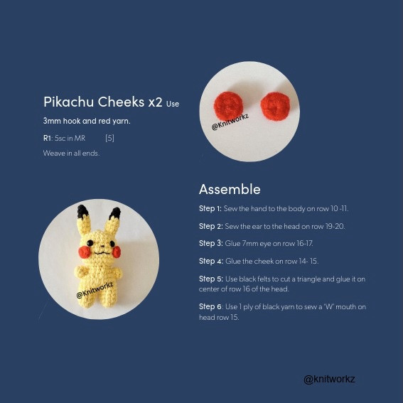 Free Crochet Pattern Umbreon Poncho with Pikachu by Knitworkz