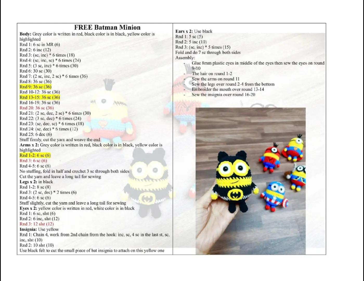 Free Crochet Patterns for Superhero Minions: Thor, Superman, Captain America, Spiderman