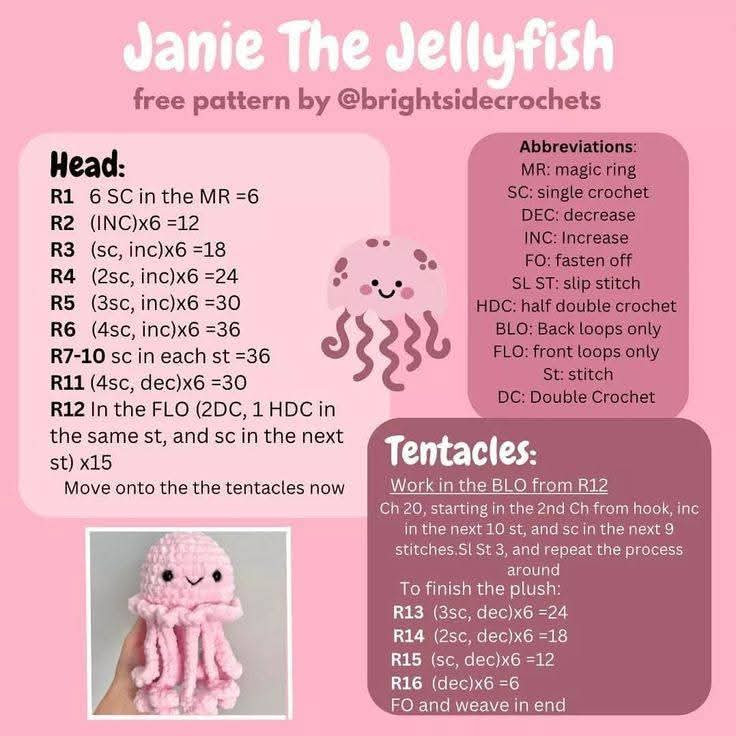 Free Crochet Patterns: Jellyfish, Turtle & Pink Dog Amigurumi
