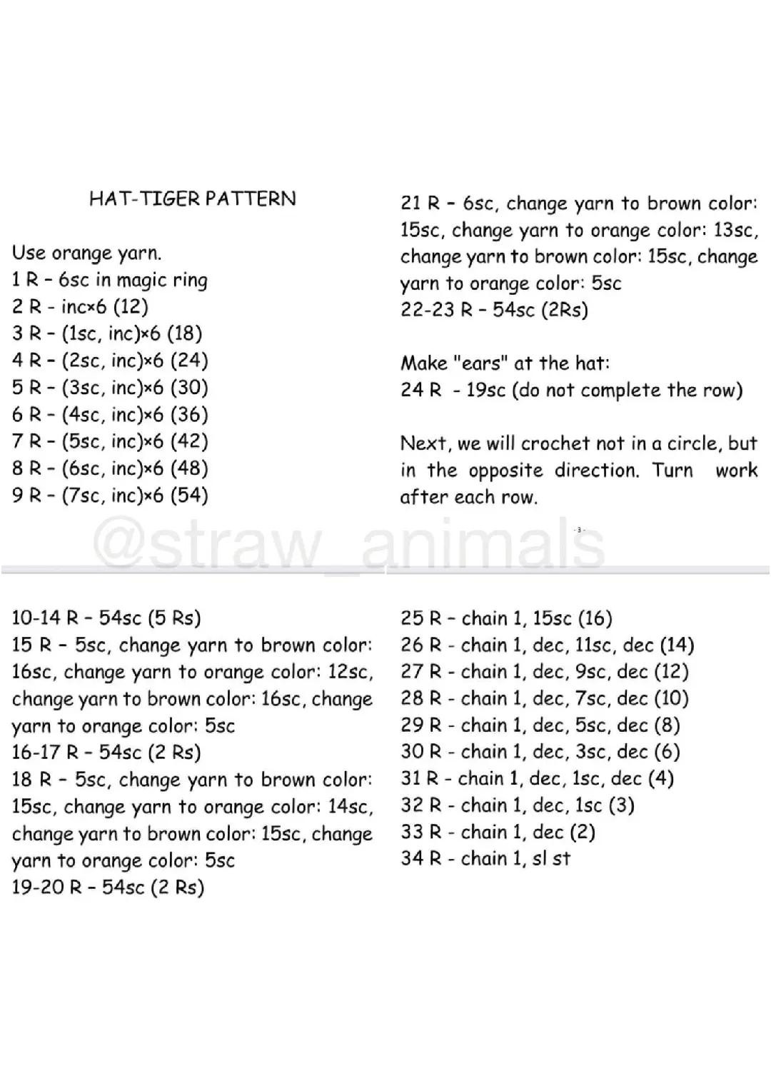 Free Crochet Tiger Hat Pattern