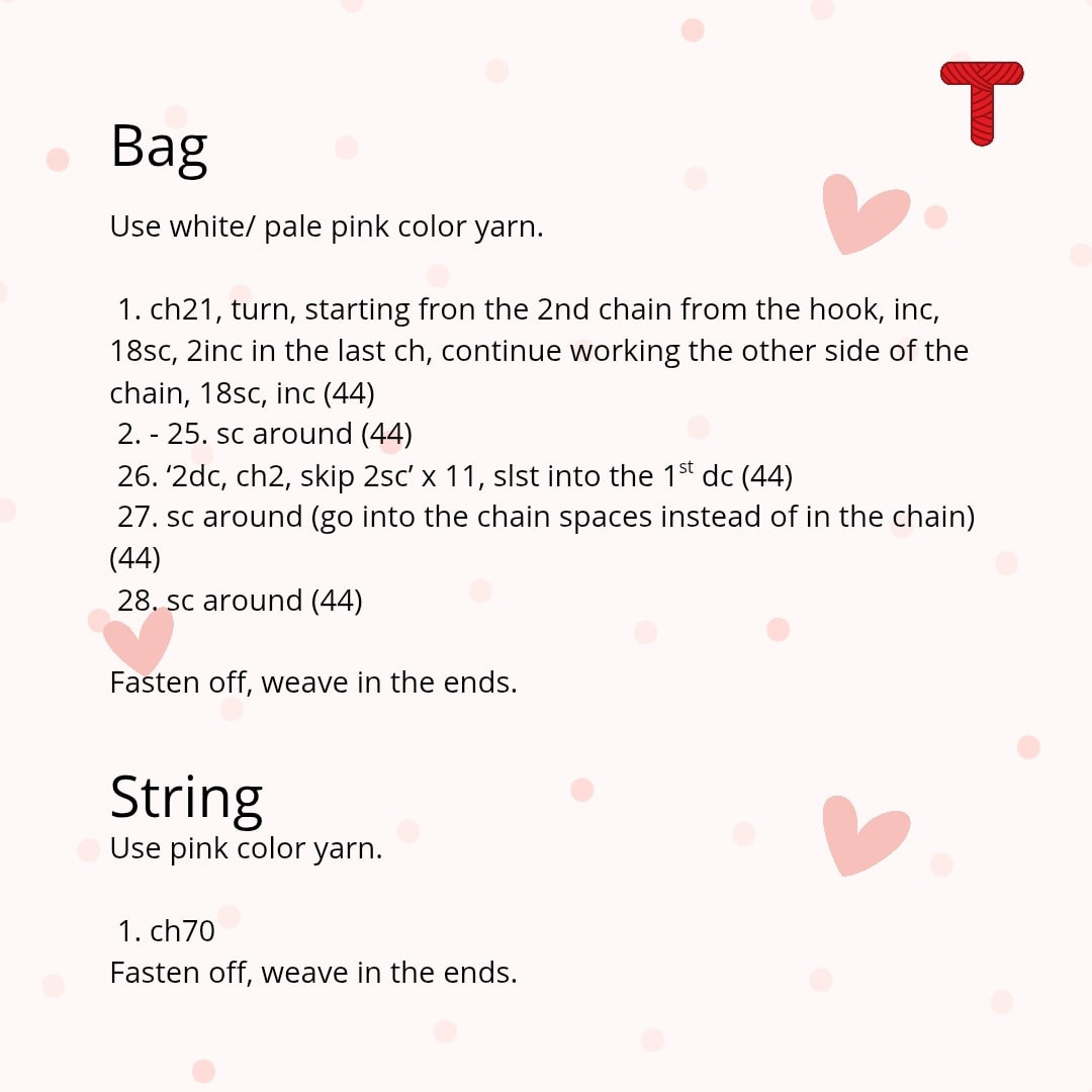 Free Crochet Valentine's Day Gift Bag Pattern with Pink Heart Decoration