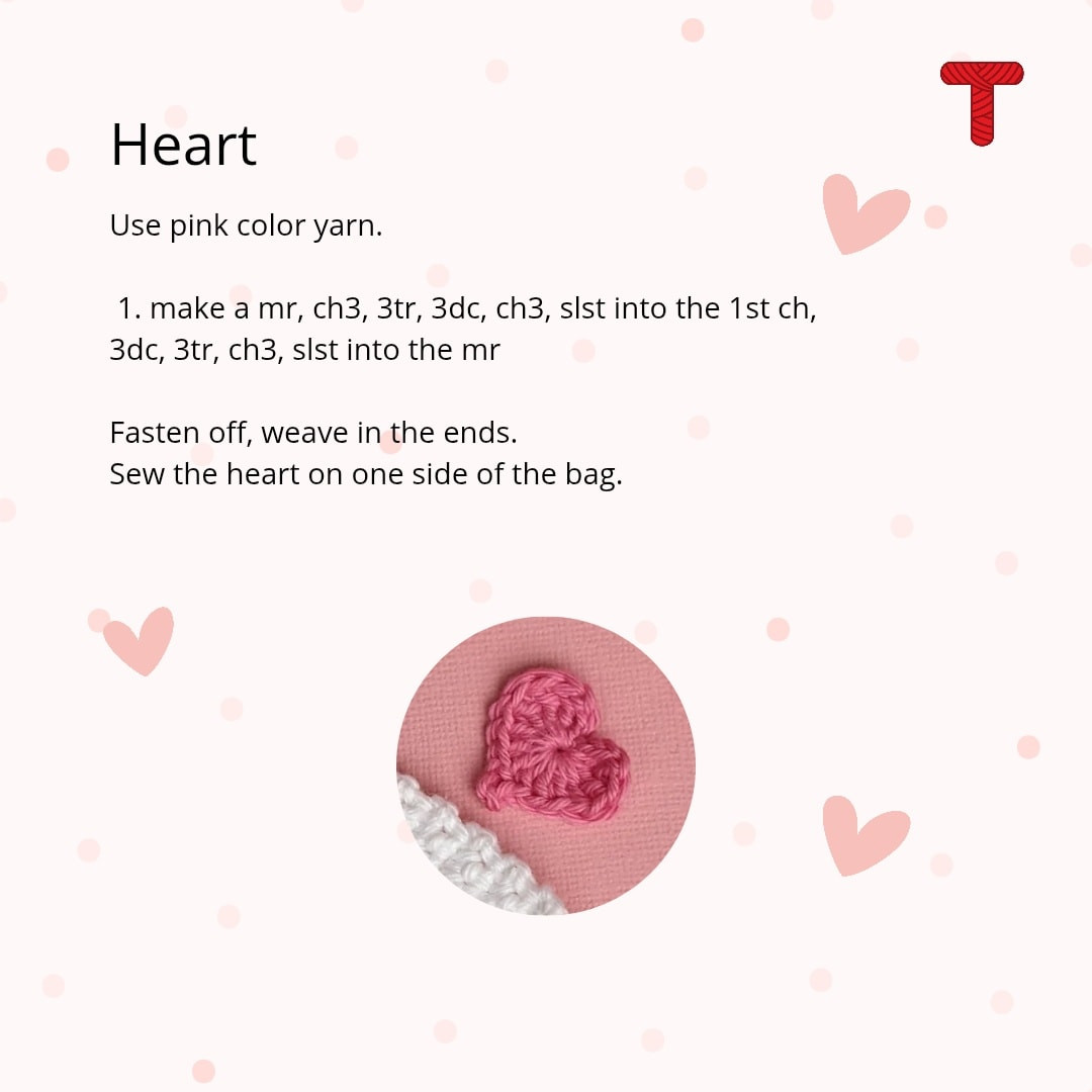 Free Crochet Valentine's Day Gift Bag Pattern with Pink Heart Decoration