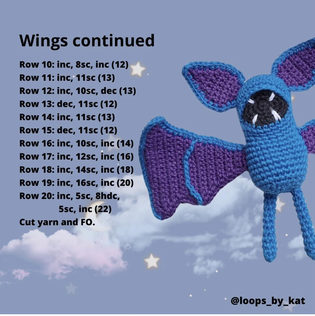 Free Crochet Zubat Pattern: Blue and Purple Bat Doll Amigurumi Tutorial