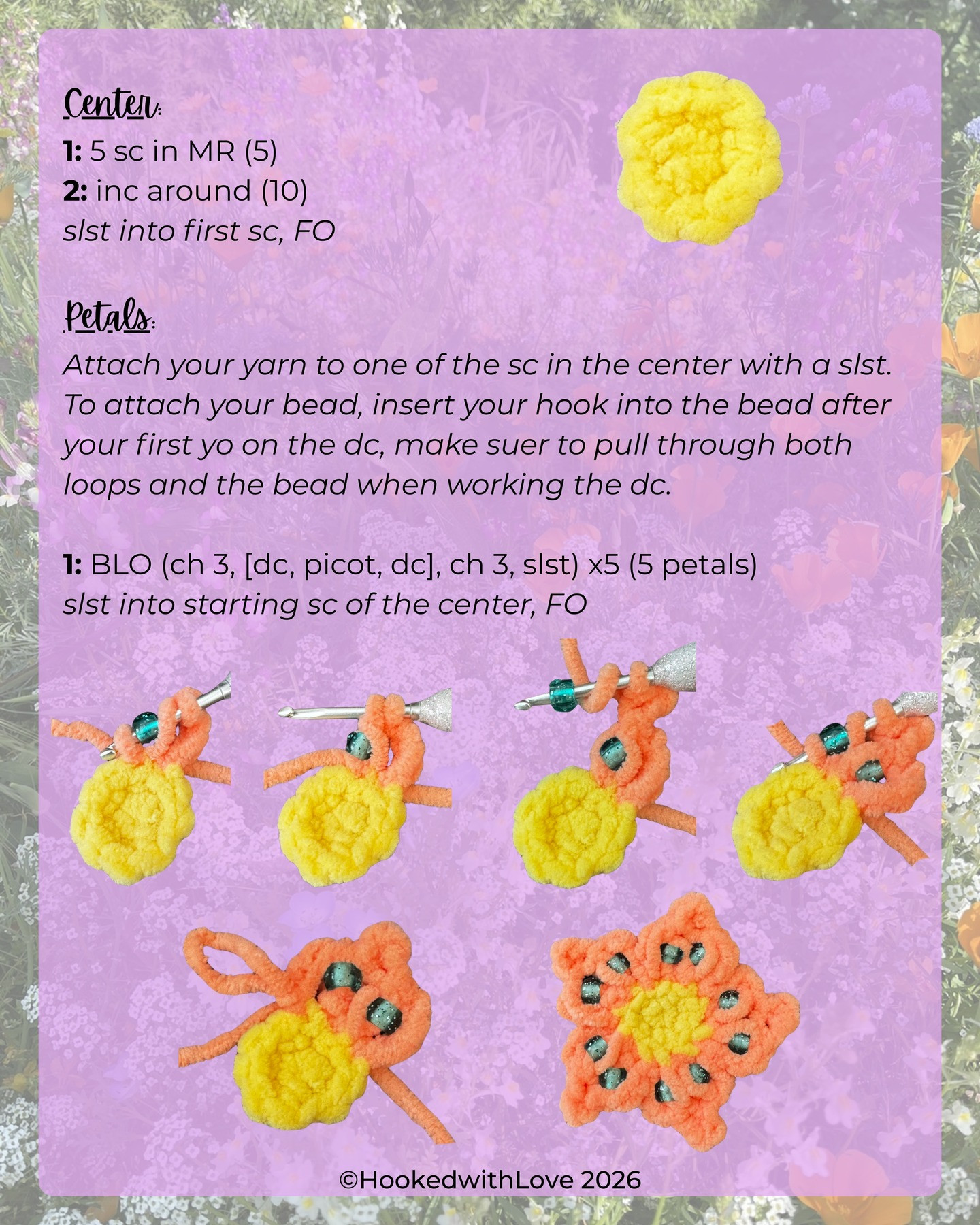 Free Fidget Flower Crochet Pattern with Pony Beads