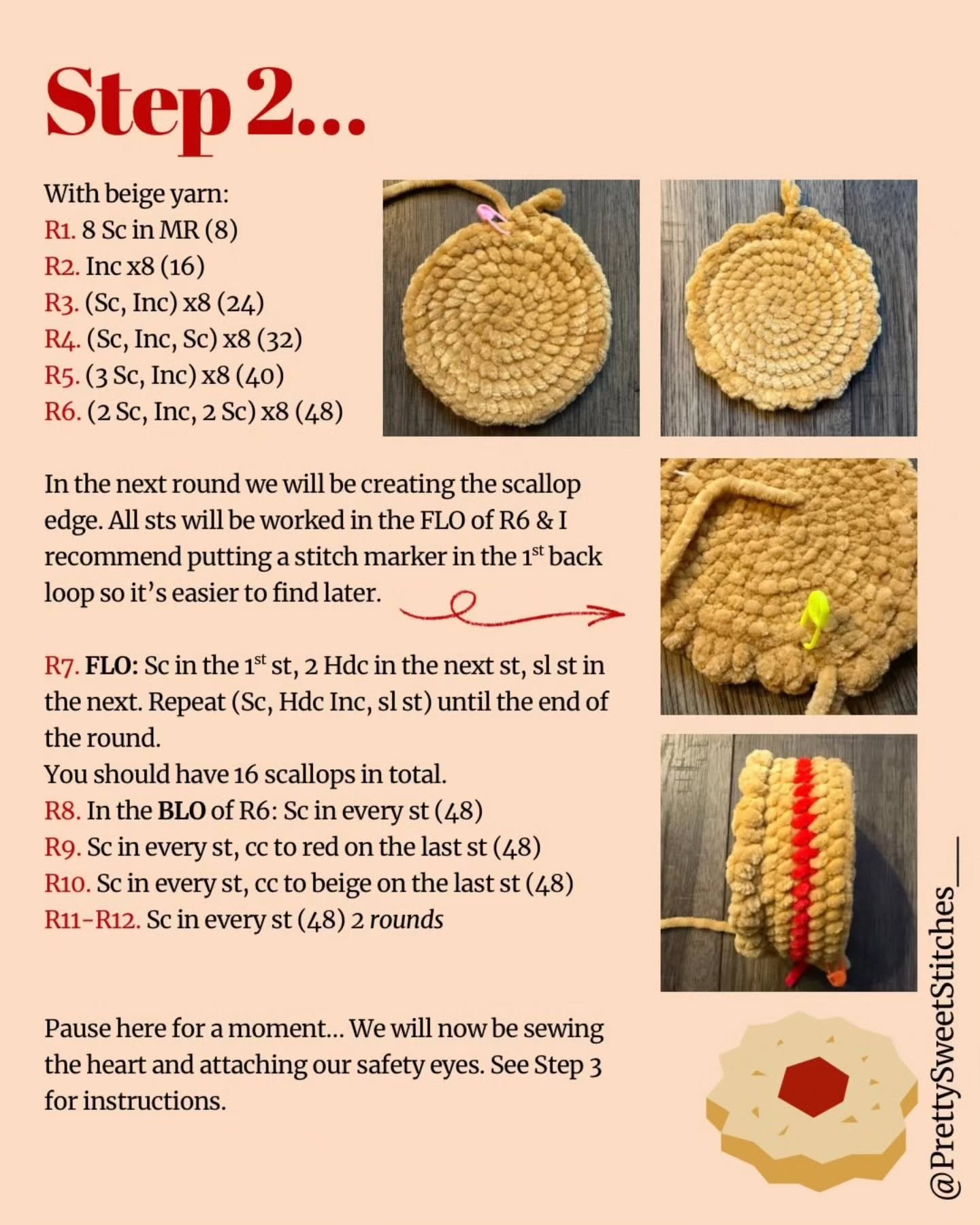 Free Jammie Dodger Crochet Pattern by PrettySweetStitches