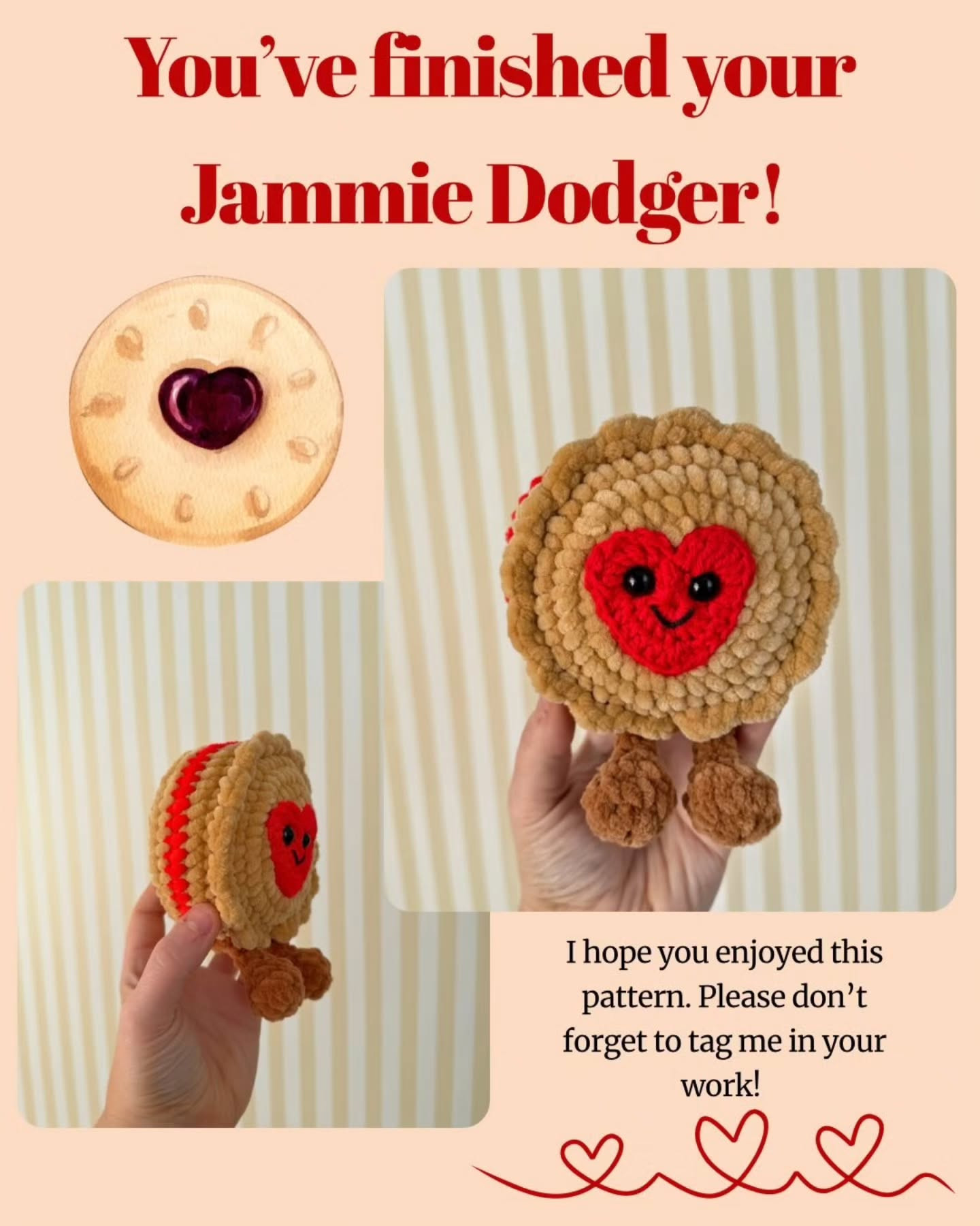 Free Jammie Dodger Crochet Pattern by PrettySweetStitches