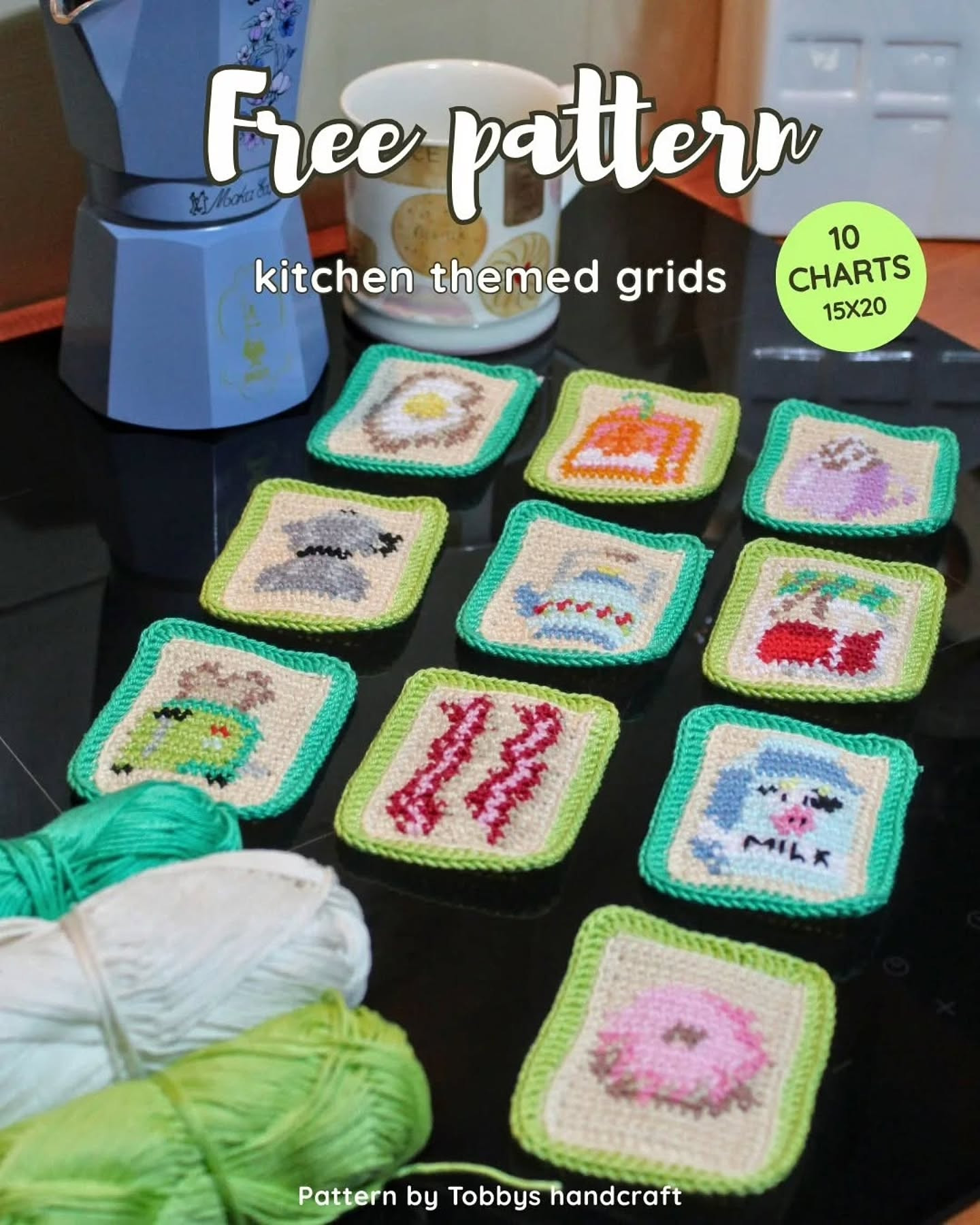 Free Kitchen Themed Crochet Pixel Charts Pattern by Tobbys Handcraft