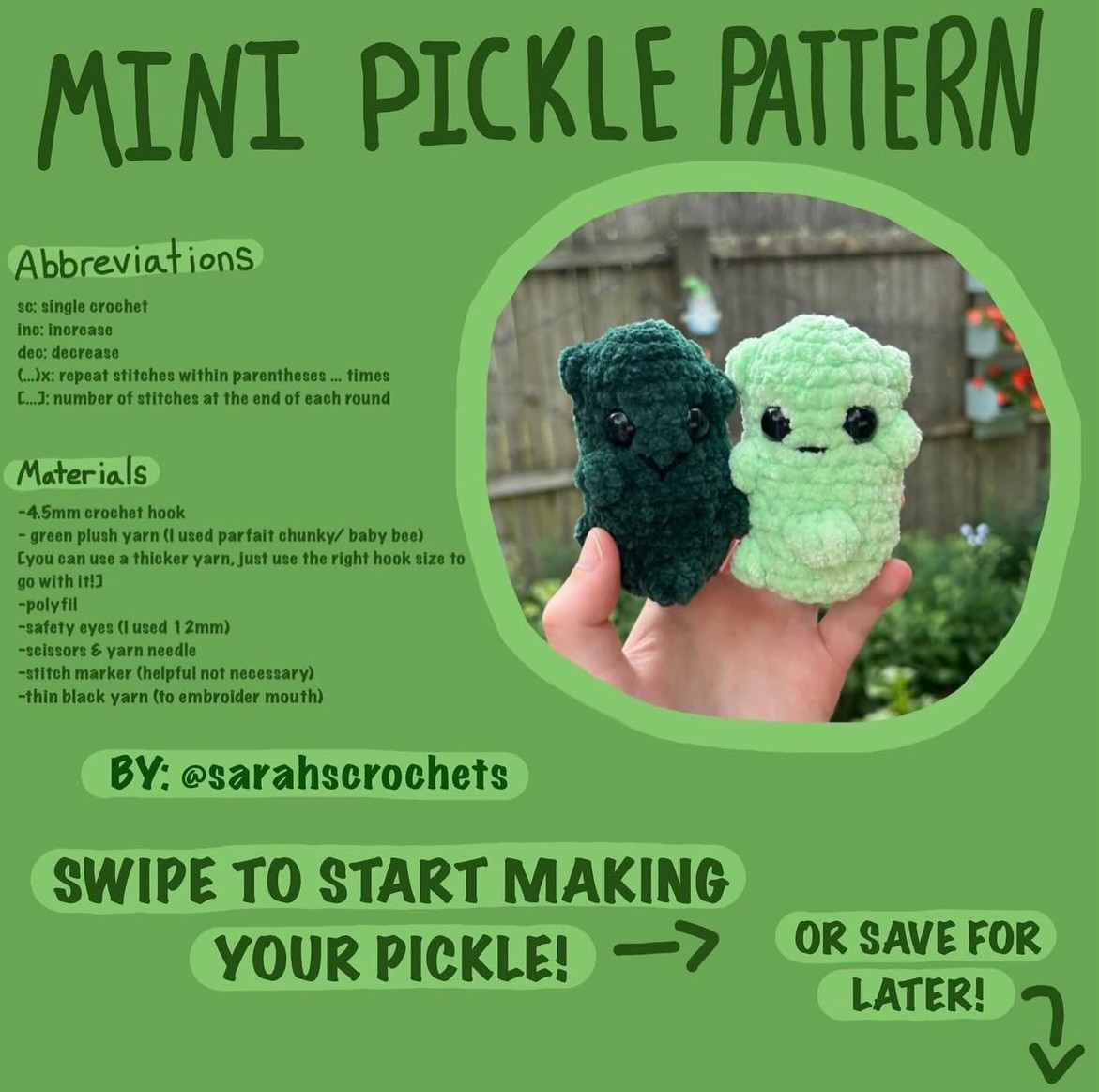 Free Mini Pickle Amigurumi Crochet Pattern with Instructions