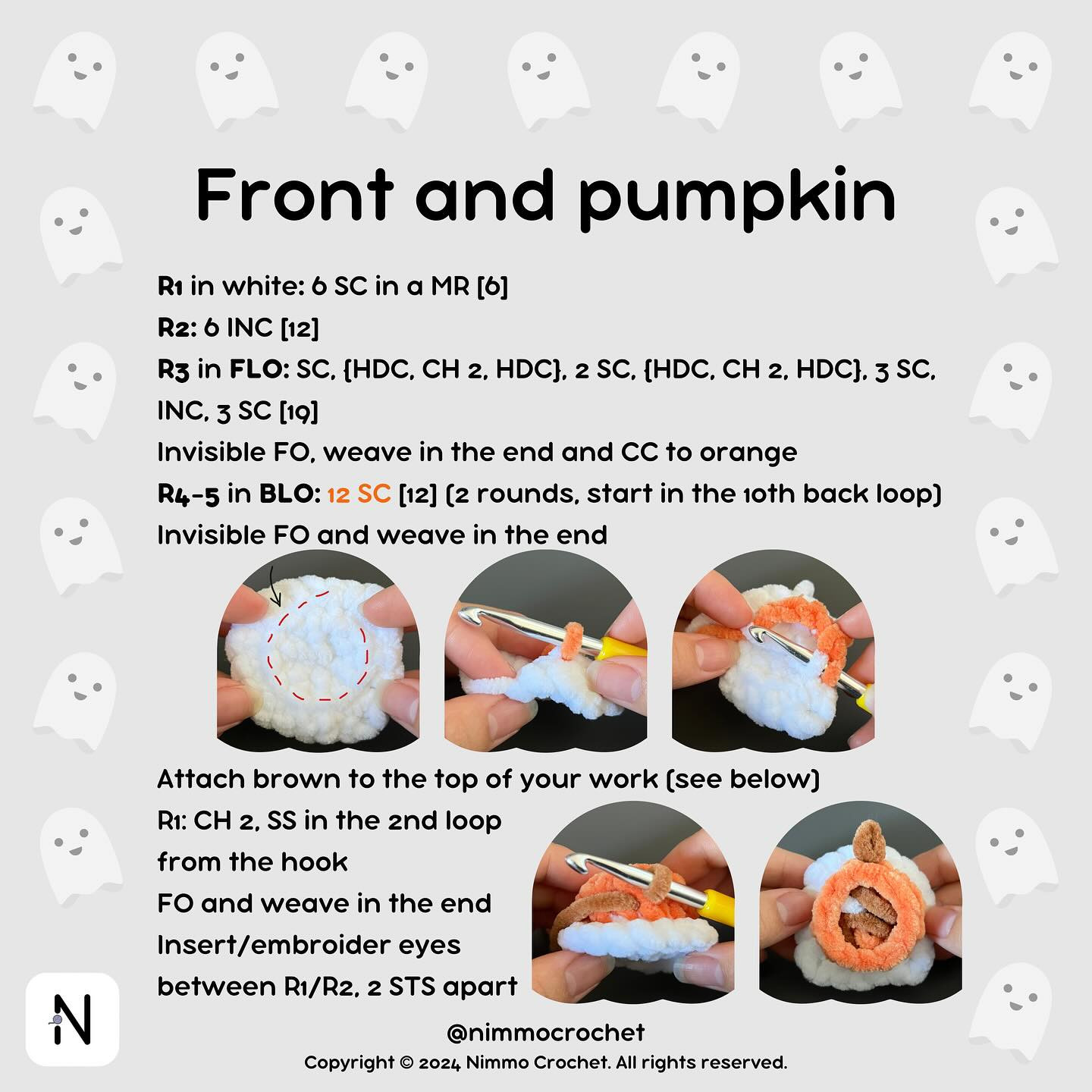 Free No-Sew Perry the Ghost Pumpkin Crochet Pattern