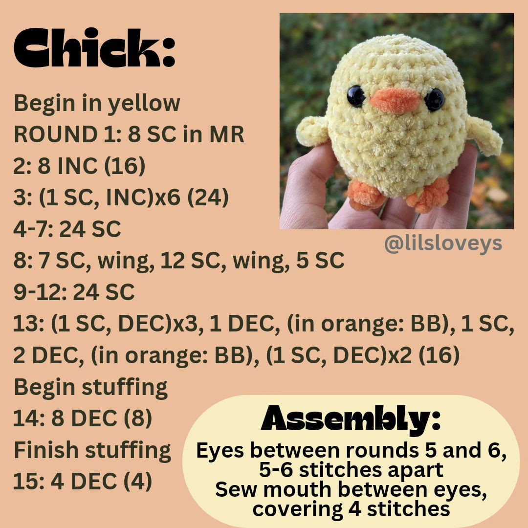Free Pattern: 4 in 1 No Sew Amigurumi Birds (Penguin, Chick, Chicken)