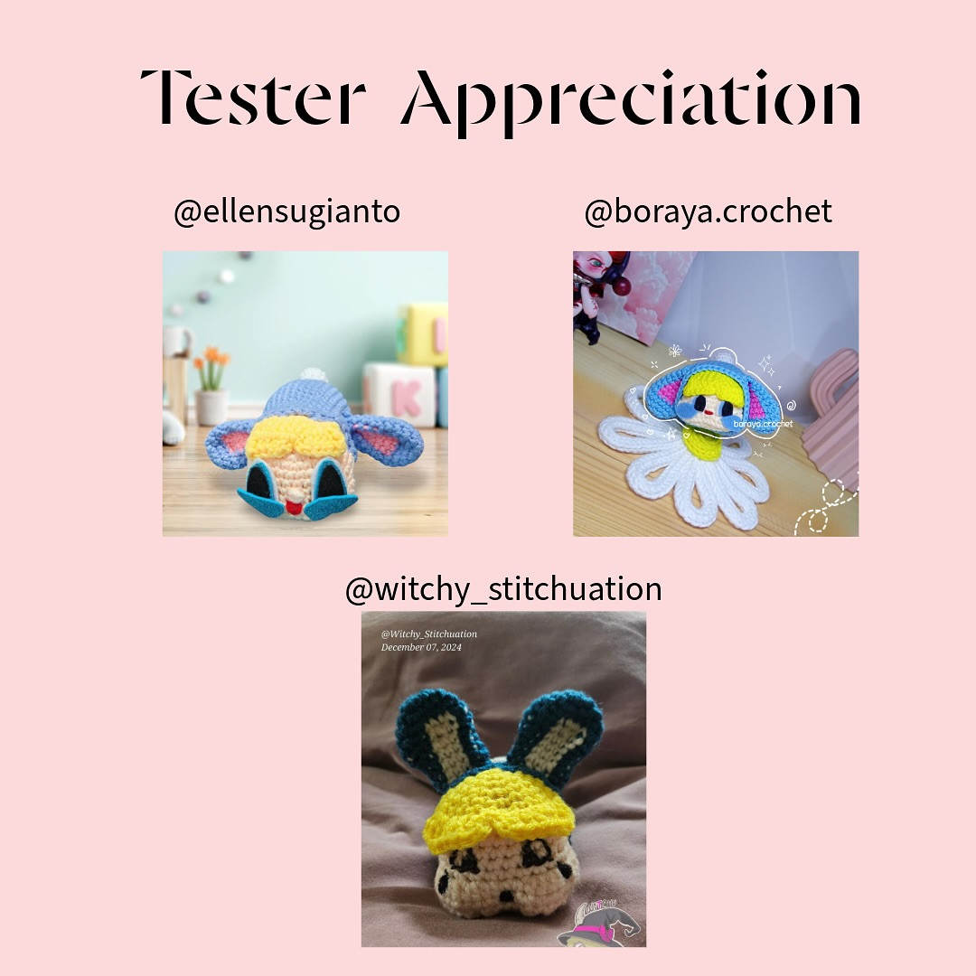 Free Pattern and YouTube Tutorials for Crybaby x Power Puff Girls Bunny Amigurumi Doll