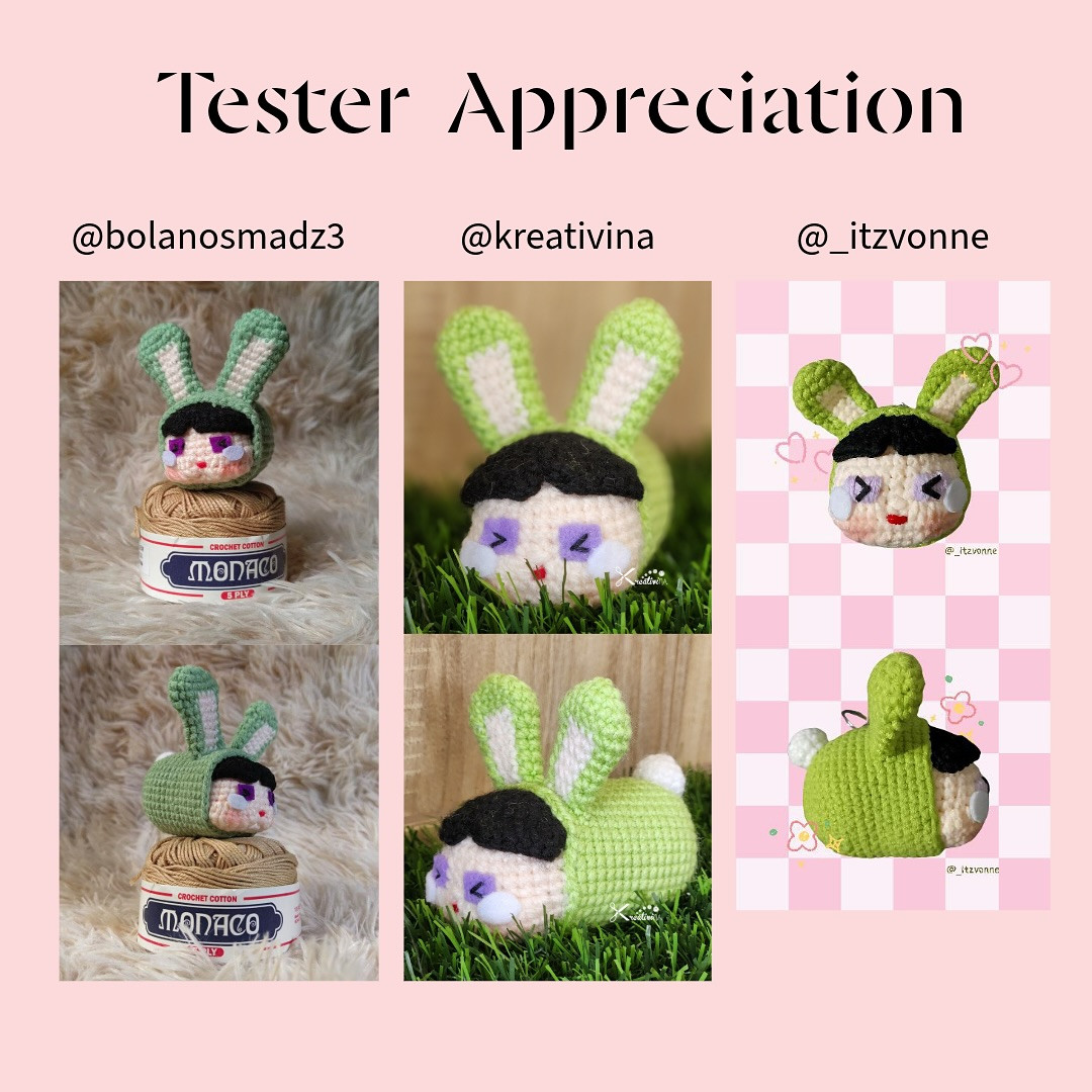 Free Pattern and YouTube Tutorials for Crybaby x Power Puff Girls Bunny Amigurumi Doll