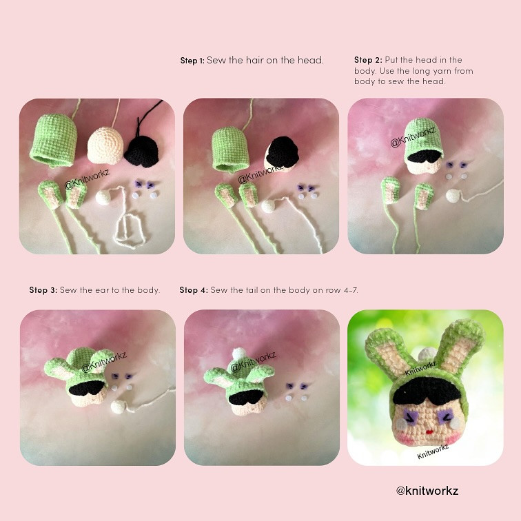 Free Pattern and YouTube Tutorials for Crybaby x Power Puff Girls Bunny Amigurumi Doll