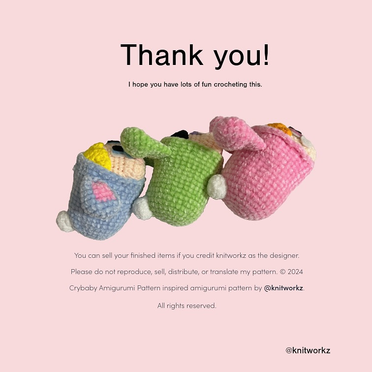 Free Pattern and YouTube Tutorials for Crybaby x Power Puff Girls Bunny Amigurumi Doll