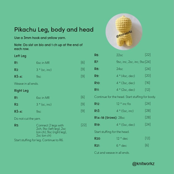 Free Pattern: Leafon Poncho with Pikachu Amigurumi Crochet Tutorial